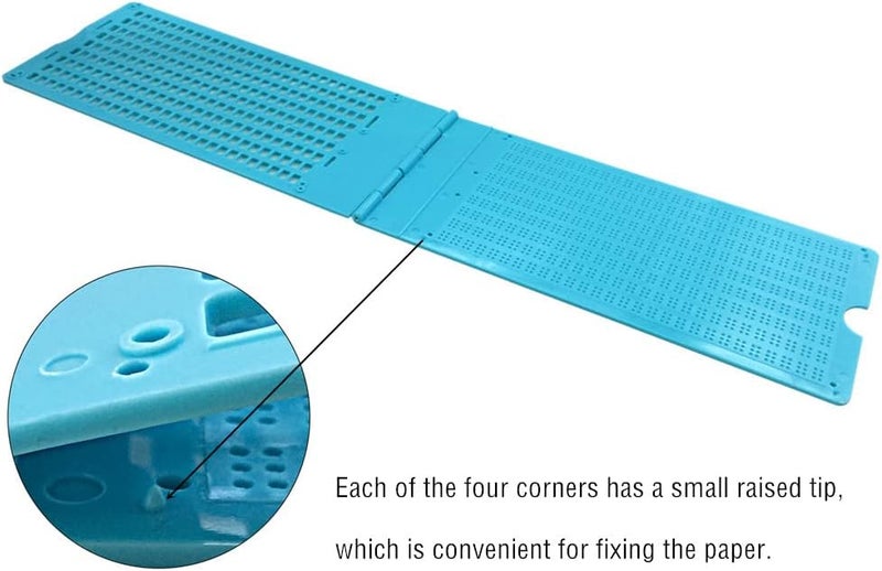 VISIONU 9 Lines 28 Cells Braille Writing Slate with 2 pcs Styluses, Braille Slate Kit, Blue - Image 2